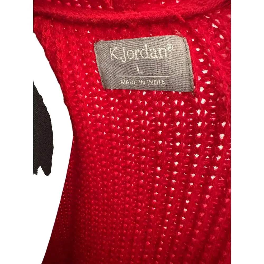 K.Jordan Red Acrylic Knit Cardigan Luxury, Comfort, Soft, Lounge, Business